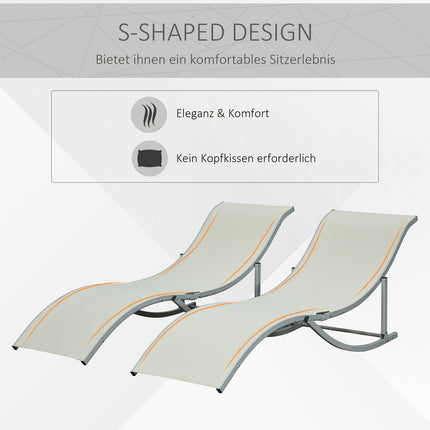 Folding Beige Garden Sun Loungers Set, Aluminium, Ergonomic