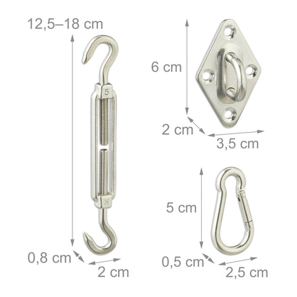 Sun Shade Sail Fastening Kit with Tensioners