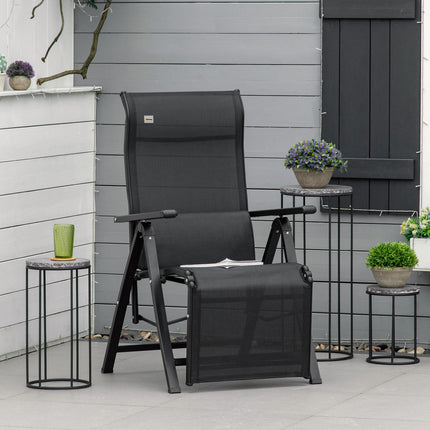Adjustable reclining garden chair, black textile, steel 70x65x111 cm