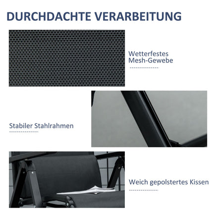 Adjustable reclining garden chair, black textile, steel 70x65x111 cm
