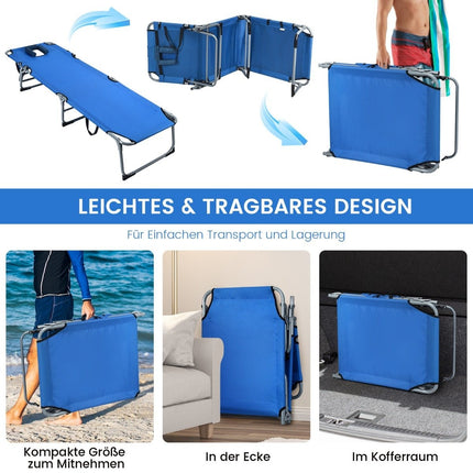 Sun lounger folding beach lounger 194 x 60 x 36-86 cm blue