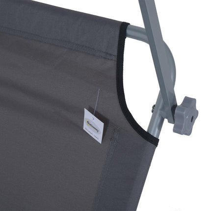 Folding sun lounger with sun protection, Gray - 187x58x36 cm