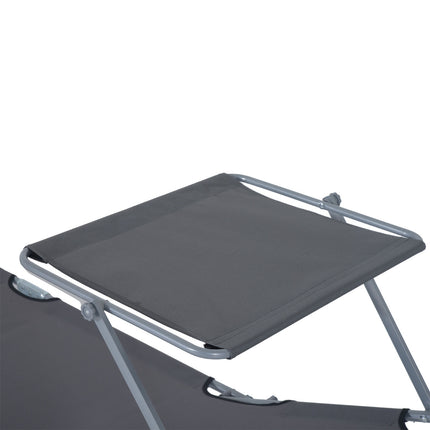 Folding sun lounger with sun protection, Gray - 187x58x36 cm