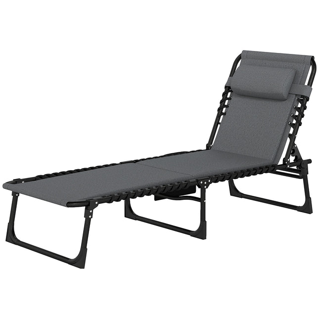 Folding deck chair with cushion & adjustable backrest, 120 kg limit