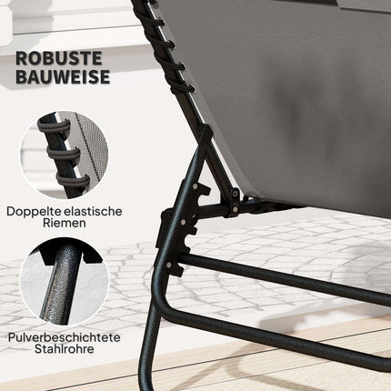 Folding deck chair with cushion & adjustable backrest, 120 kg limit