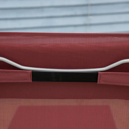 Adjustable sun lounger with cushion, burgundy, 137x63.5x100.5 cm