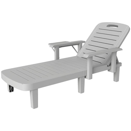 Outdoor sun lounger set, wooden look, adjustable in 5 positions