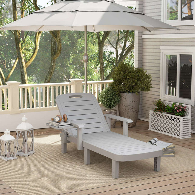 Outdoor sun lounger set, wooden look, adjustable in 5 positions