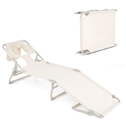 Sun lounger with openings for face and arms, folding garden lounger, deck chair can hold up to 200 kg