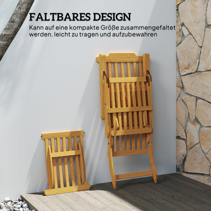 Wooden Folding Garden Lounger with Footrest, Teak