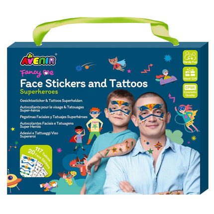 Superhero Face Stickers and Temporary Tattoos for Kids
