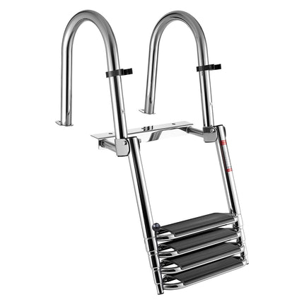 Swim Deck Boat Ladder, 4-Step 304 Stainless, Folding Telescoping