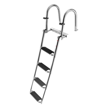Swim Deck Boat Ladder, 4-Step 304 Stainless, Folding Telescoping