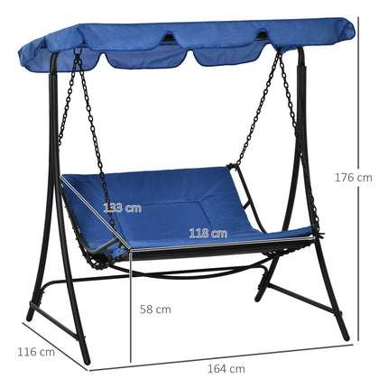 Garden rocking chair with canopy, 2-person steel blue