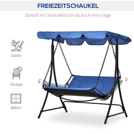 Garden rocking chair with canopy, 2-person steel blue