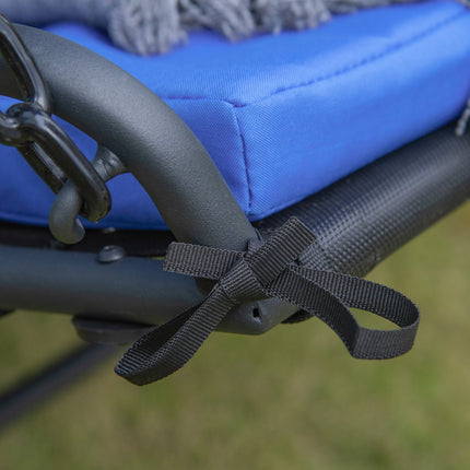 Garden rocking chair with canopy, 2-person steel blue