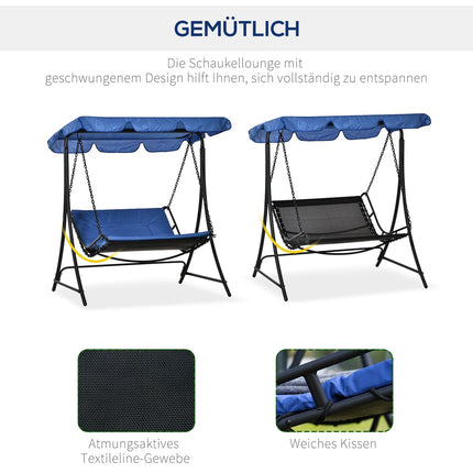 Garden rocking chair with canopy, 2-person steel blue