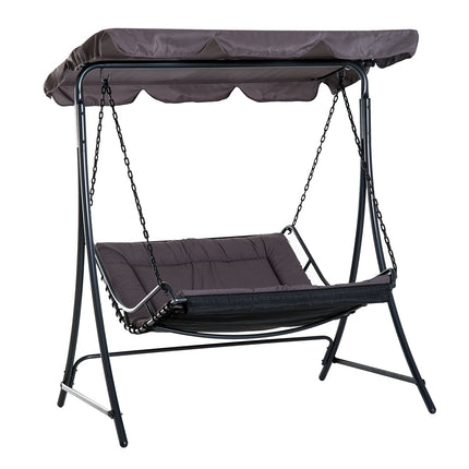 Steel gray garden rocking chair with roof for 2