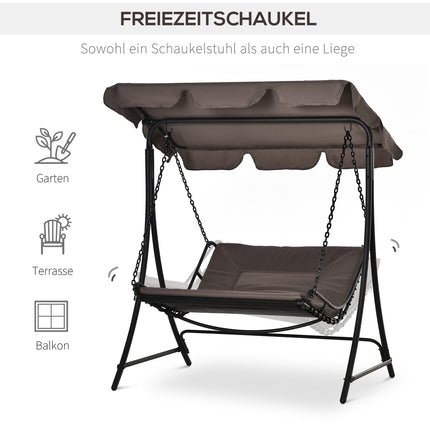 Steel gray garden rocking chair with roof for 2