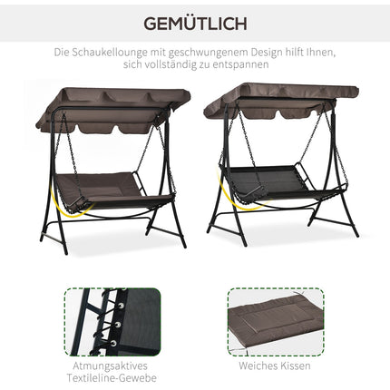 Steel gray garden rocking chair with roof for 2