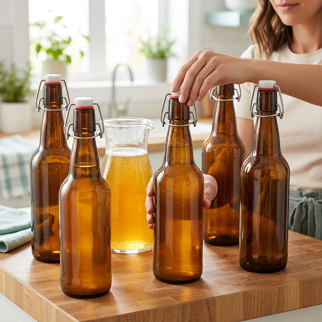 Swing-Top Glass Bottles Set Of 6 – Refillable, Airtight