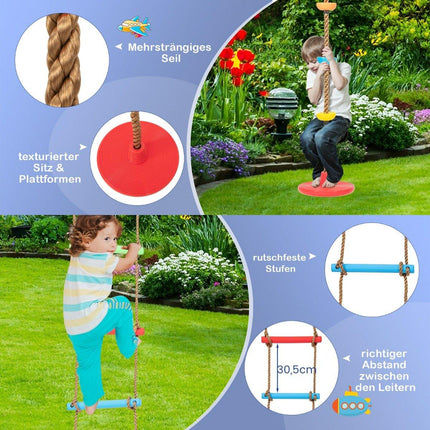 Swing frame with elastic swing plate swing 246 x 190 x 188 cm yellow + blue