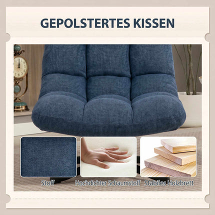Swivel Accent Chair, Armless Chenille, Dark Blue
