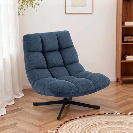 Swivel Accent Chair, Armless Chenille, Dark Blue