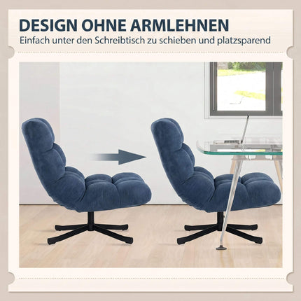 Swivel Accent Chair, Armless Chenille, Dark Blue