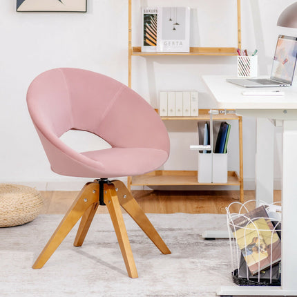 Swivel Accent Chair – Mid-Century Velvet, Oversized Seat, Pink