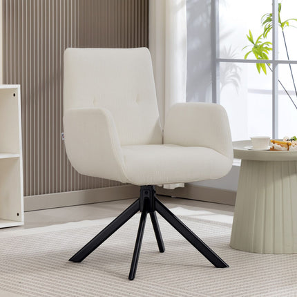 Swivel Accent Chair, Modern Design, Cream White, 120 kg Capacity
