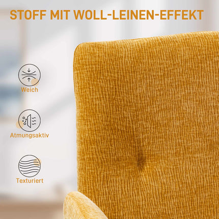 Swivel Accent Chair, Modern Design, Yellow, 120 kg Capacity