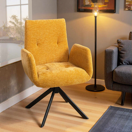 Swivel Accent Chair, Modern Design, Yellow, 120 kg Capacity