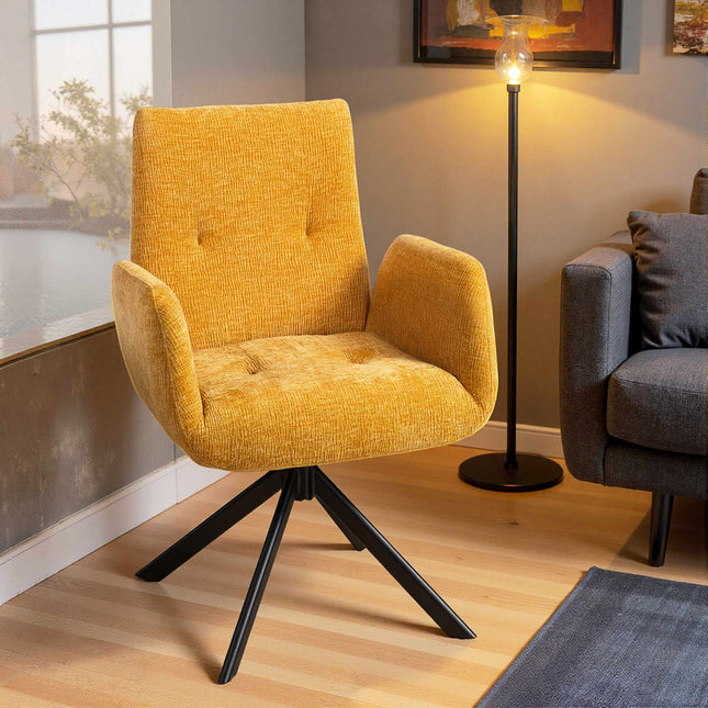 Fotel obrotowy, nowoczesny design, żółty, udźwig 120 kg