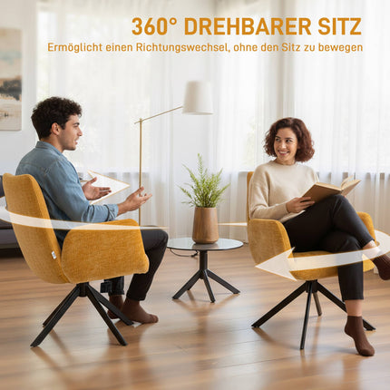 Swivel Accent Chair, Modern Design, Yellow, 120 kg Capacity