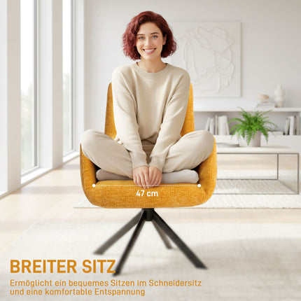 Swivel Accent Chair, Modern Design, Yellow, 120 kg Capacity