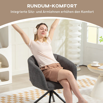Swivel Armchair, Comfy Seat, Dark Grey, 120kg Capacity