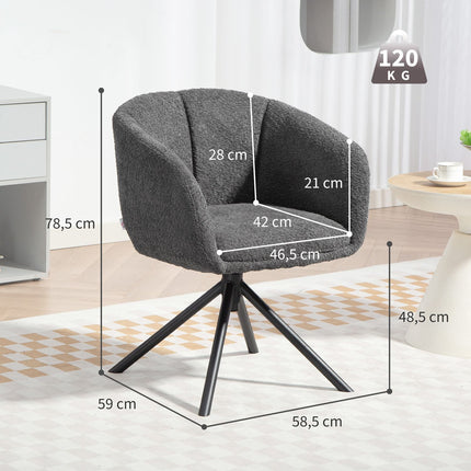 Swivel Armchair, Comfy Seat, Dark Grey, 120kg Capacity
