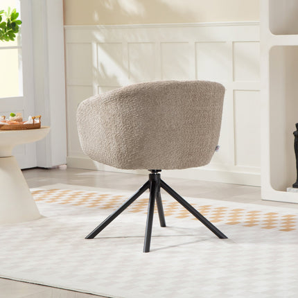 Swivel Armchair, Cozy Upholstery, Light Brown, 120kg Capacity
