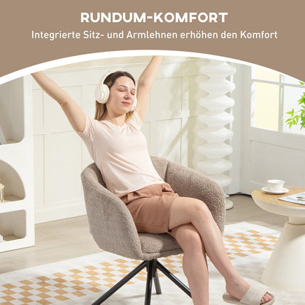 Swivel Armchair, Cozy Upholstery, Light Brown, 120kg Capacity