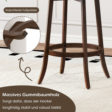Swivel Bar Stools, Set of 2, Padded Seats, Brown
