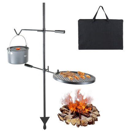 Swivel Campfire Grill, Adjustable Height, 14-Inch Steel Grate