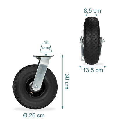 Swivel Castor Set with Pneumatic Tyres – 2 Pack