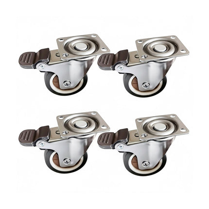 Swivel Castors With Brakes, 4-Pack, Non-Marking Rubber