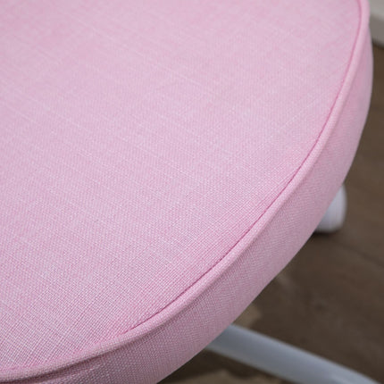 Pink Heart Swivel Chair, adjustable height, linen fabric