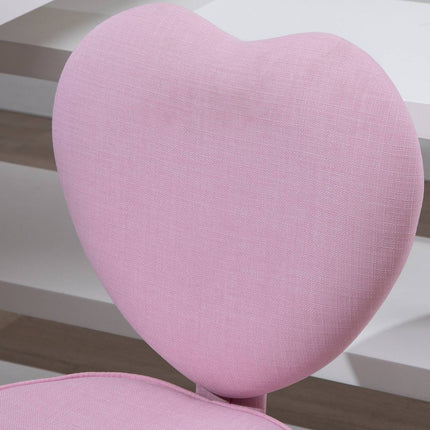 Pink Heart Swivel Chair, adjustable height, linen fabric