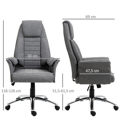 Height-adjustable gray office chair, fabric & metal