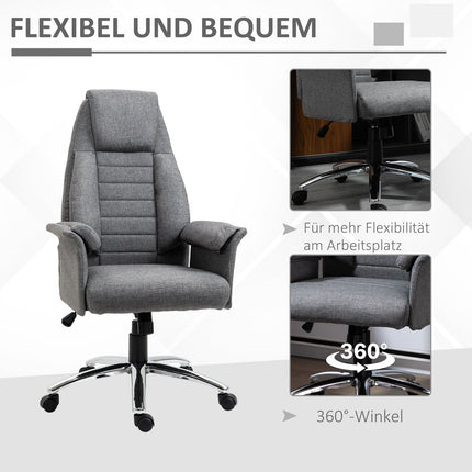 Height-adjustable gray office chair, fabric & metal