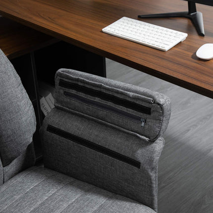 Height-adjustable gray office chair, fabric & metal