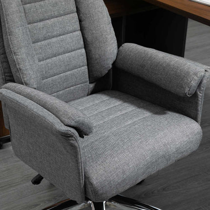 Height-adjustable gray office chair, fabric & metal